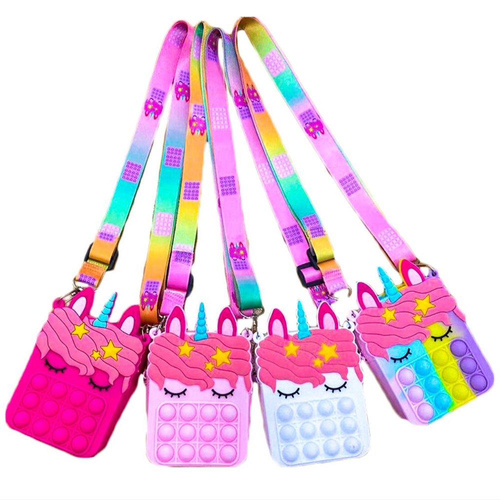 2 Pieces Pop It Easter Unicorn Style Fidget Purse Assorted Color